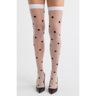 High Heel Jungle Impanema Thigh High Stockings in White Dot at Nordstrom