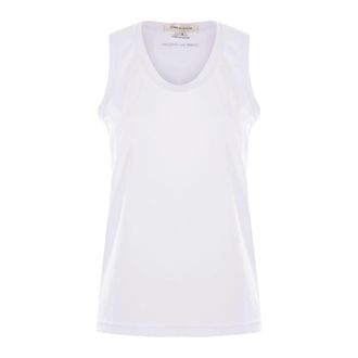 Comme Des Gar&ccedil;ons Tops, Dames, Wit, L, Polyester, Logo Jersey Tank Top