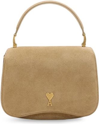 Ami Suede Crossbody Bag With Metal Logo On The Front