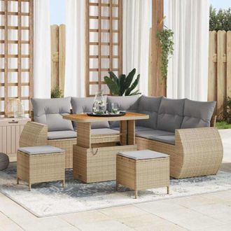 vidaXL Conjunto De Sof&aacute; De Jard&iacute;n 8 Pcs Beige Rat&aacute;n Sint&eacute;tico Vidaxl