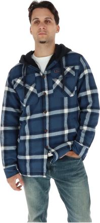 Superdry Sovracamicia con cappuccio e fodera in borg - - Shirts - Uomo - Blu - L