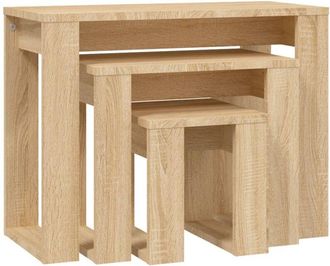 vidaXL Vidaxl - Mesas apilables 3 pzas madera contrachapada color roble Sonoma