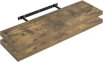 Woltu Woltu - Estanteria Pared Estante Flotante Juego De 2 Estante Pared De Madera De Mdf Para Sal&oacute;n Cocina Pasillo 110x22.9x3.8cm