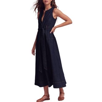 Boden Sleeveless Zip Denim Dress in Indigo Wash at Nordstrom, Size 10