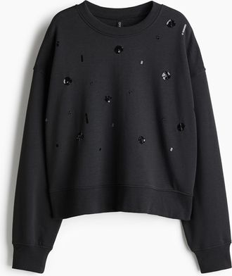 H&M Oversized Sweatshirt mit Verzierungen - Dunkelgrau