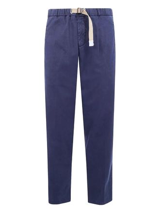 White Sand drawstring-buckle welt-pocket trousers - Blue
