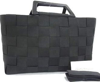 Ferragamo Black Nylon Canvas Handbag Shoulder Bag Tote Bag (Pre-Owned)