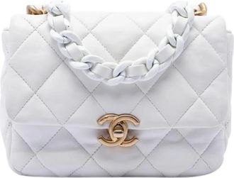 Chanel Pre-owned Vintage Flap Crossbody Bag - Dames - Vintage Schoudertas - Wit - ONE Size - Leer - Vintage