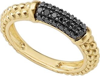 Lagos Gold & Black Caviar Black Diamond Pavé Stacking Ring at Nordstrom, Size 7