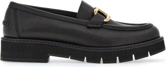 Ferragamo Loafers, female, Black, Size: 6 US Black Flat Shoes with Gancini Buckle