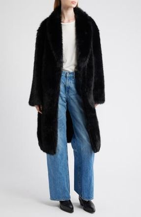 Thread & Supply Long Faux Fur Coat in Black at Nordstrom Rack, Size Small