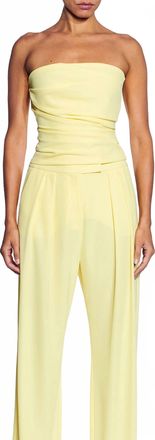 The Sei Pleated Crepe Bustier Top In Limoncello