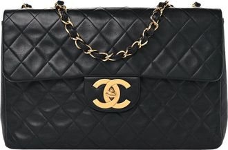 Chanel Black Lambskin Leather XL CC Flap (Authentic Pre-Loved)