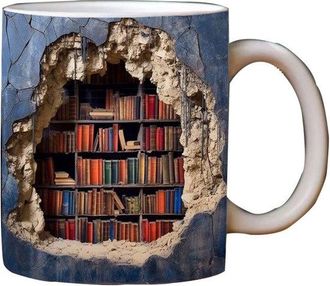 OEM Taza Pintada Con Creatividad - Taza Con Motivo De Estanter&iacute;a De Biblioteca - Taza De Caf&eacute; - Cer&aacute;mica