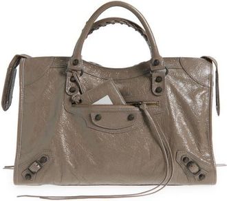 Balenciaga Medium Le City Leather Satchel in 5848 Dark Noix at Nordstrom