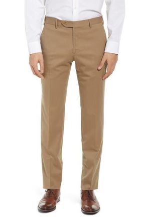Zanella Parker Stretch Wool Trousers in Tan at Nordstrom, Size 32