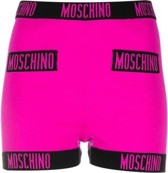 Moschino intarsia-knit mini shorts - women - Virgin Wool - 46 - Pink
