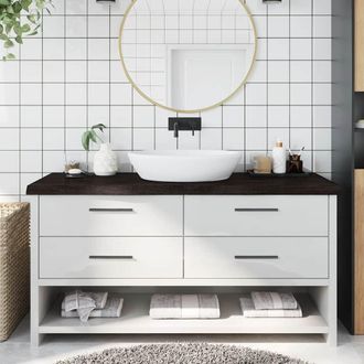 vidaXL Vidaxl - Encimera De Ba&ntilde;o Madera Tratada Marr&oacute;n Oscuro 160x60x(2-6) Cm