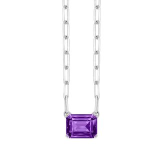 Diamond2Deal Sterling Silver Amethyst Pendant Necklace 18