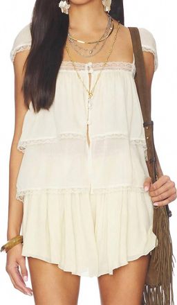 S/W/F Lace Trim Babydoll Top In Whisper Hour