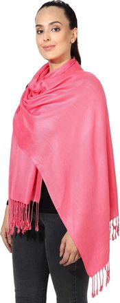 World of Shawls Pashmina Style All Seasons Handcrafted Wrap Shawl Stole Scarf (Rose Pink)