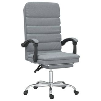 vidaXL Silla De Oficina Reclinable Con Masaje De Tela Gris Claro Vidaxl