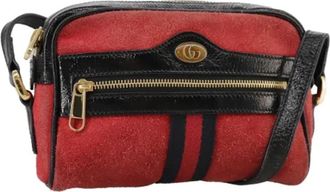 Gucci Pre-owned Suede gucci-bags - Dames - Vintage Schoudertas - Rood - ONE Size - Su&egrave;de - Vintage