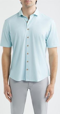 Johnnie-O Breck Hangin Out Knit Short Sleeve Button-Up Shirt in Sardinia at Nordstrom, Size Xx-Large