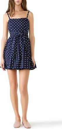 Steve Madden Dasia Polka Dot Stretch Cotton Minidress in Sailor Blue at Nordstrom, Size Xx-Large