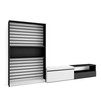 Skraut Home Skraut Home - Muebles De Sal&oacute;n Para Tv, Conjunto De Muebles Comedor, 310x186x35cm, Para Tv Hasta 80, Mueble Televisi&oacute;n, Estilo Moderno, Blanco Y Negro