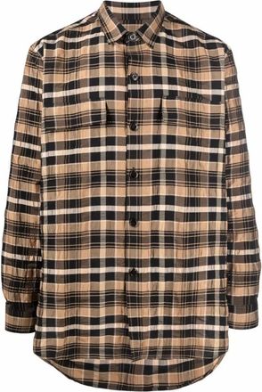 Nanushka Casual Shirts, male, Brown, L, Check Pattern Cotton Shirt