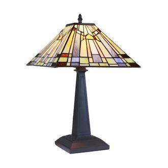Chloe Lighting KINSEY Mission Tiffany-Style Blackish Bronze 1 Light Table Lamp 12 Wide
