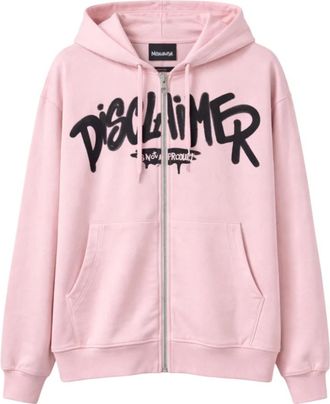 Disclaimer Felpa Con Cappuccio - Heren - Vesten met rits - Roze - M - Katoen - Hoodies & sweatvesten