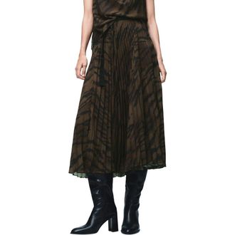 Mango Pleated Midi Skirt in Brown at Nordstrom Rack, Size Small