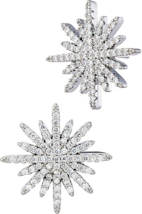 Savvy Cie Jewels RHODIUM PLATED OVER BRASS STARBURST EARRINGS