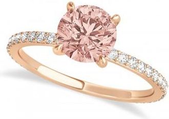 Allurez Round Morganite & Diamond Hidden Halo Engagement Ring 18k Rose Gold (1.68ct)