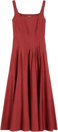 Max Mara Feltre Poplin Dress - Dames - Maxi kleedjes - Rood - M - Katoen - Kleedjes