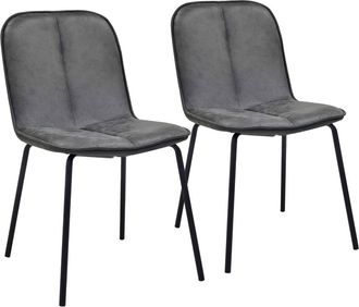 Oviala Conjunto de 2 sillas de metal y textil revestido gris