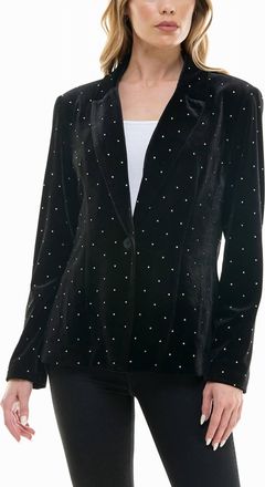 Nicole Miller Estella Velvet Blazer In Very Black And Silver