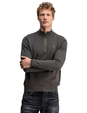 Butcher of Blue Butcher of blue trui half-zip groen wol