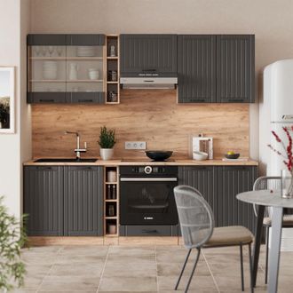 Vicco Mueble De Cocina Fame-line, Gris Oscuro, 235 Cm, Et M&aacute;rmol, Vicco