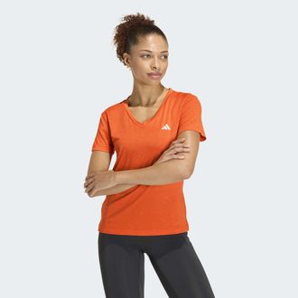 adidas T-Shirt ADIDAS PERFORMANCE ADIDAS WORKOUT ESSENTIALS MIT V-AUSSCHNITT, Damen, Gr. XL, pure orange, Obermaterial: 93% Polyester, 7% Elasthan, V-Ausschn