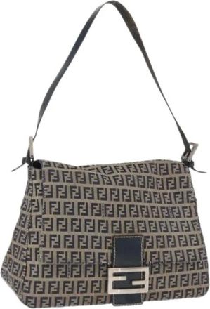 Fendi Pre-owned Shoulder Bags, female, Blue, Size: ONE SIZE Pre-owned Canvas Shoulder Bag