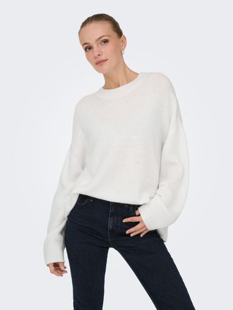 Jacqueline de Yong Strickpullover JDY JDYSONJA L/S O-NECK PULLOVER KNT NOOS, Damen, Gr. M, cloud dancer detail:melange, Strick, Obermaterial: 57% Polyester, 26% Polyacry
