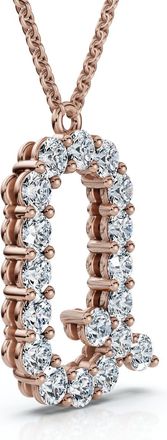 Pompeii3 1Ct Diamond Initial R Pendant 14k Gold 18 Necklace Lab Grown 5/8 Tall