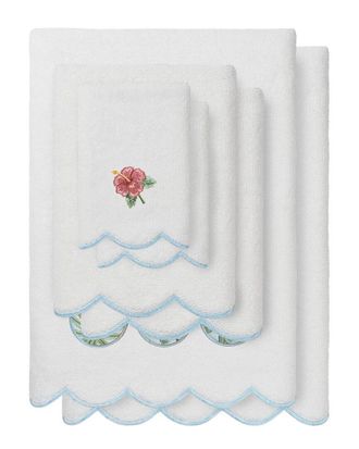 Linum Home Textiles 100% Turkish Cotton Maui Scallop 6Pc Embellished Towel Set