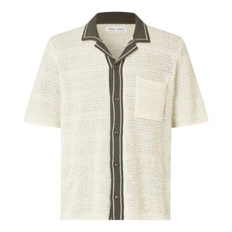 Sams&oslash;e & Sams&oslash;e Short Sleeve Shirts, male, Beige, Size: L Percy Knitted Short Sleeve Shirt