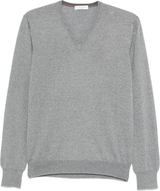 Gran Sasso Maglione con scollo a V in lana - Grigio