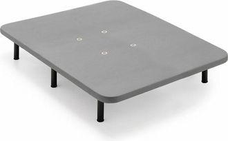 HOGAR 24 Base Tapizada Reforzada Con 5 Barras Centrales Y V&aacute;lvulas De Transpiraci&oacute;n Color Gris + Juego De 7 Patas Cilindricas 32 Cm, 150x200 Cm