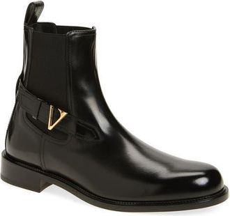 Versace VLOGO Chelsea Boot in Black-Versace Gold at Nordstrom, Size 11Us